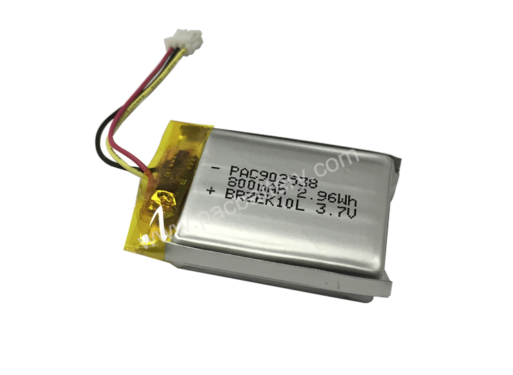 batterie sur mesure de la taille de la poche Soft Pack 902538 3.7Le 800mAh 2.96Wh,avec panneau de protection