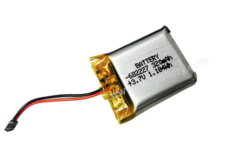 3.7V 682227 320mAh Lithium Polymer Battery with PCM and Connector