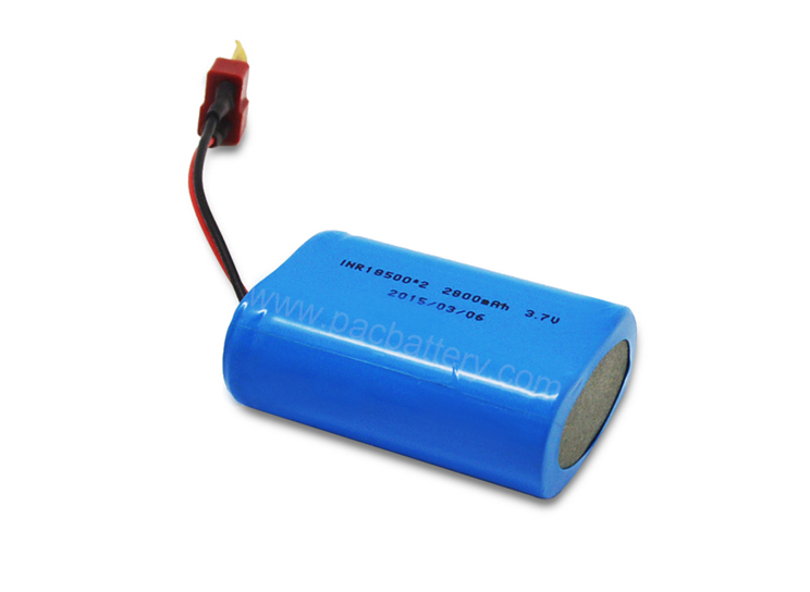 Rechargeable li ion battery 18500 2p 3.7v pack 2800mAh