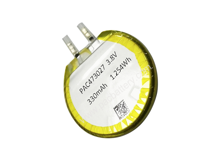 Round li ion polymer battery for smartwatch 3.8v 330mAh 473027 cell