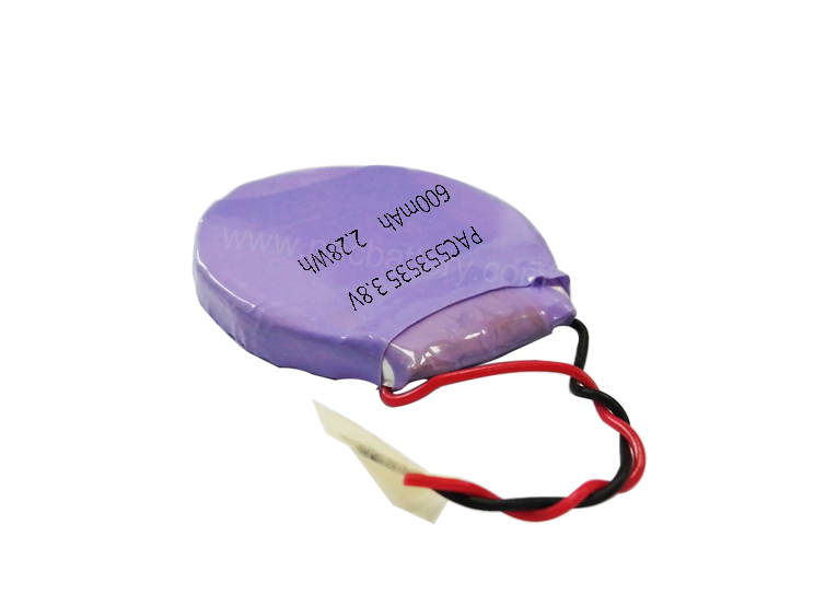 Round lipo battery 35mm diameter 553535 3.8v 600mAh for detecting instrument