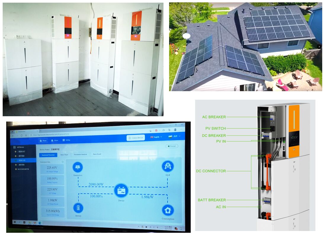 Système d'énergie solaire résidentiel 60kWh tout en un batterie au lithium de stockage 15kW de sortie