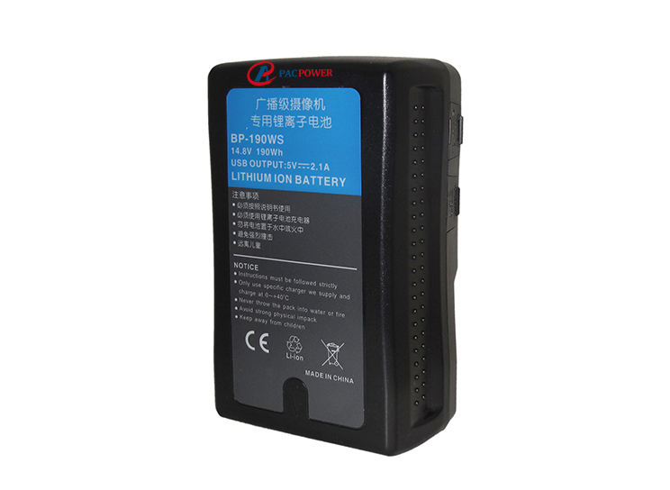 Batterie li-ion professionnelle pour cinéma numérique, 14.8v, 190wh, montage en V, sortie BP-190W, 5V, 2,1 a