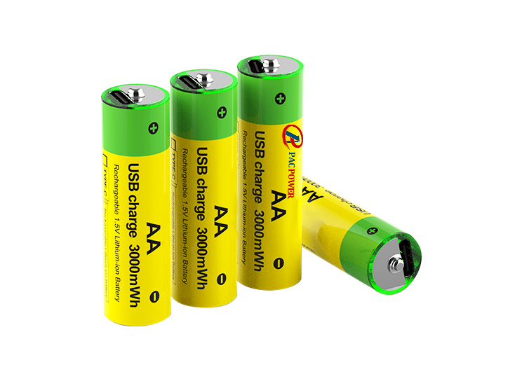 1.5V AA Перезаряжаемая литий-ионная батарея 3000 МВтч зарядки 5 В 5 В