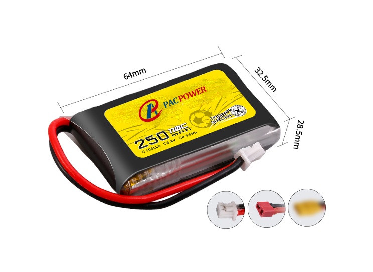High discharge 110C and lightweight LiPo batteries 250mAh 3.8V for drone football