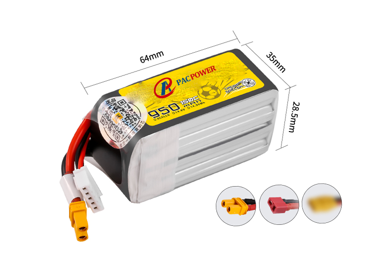 14.8V 950mAh lithium polymer battery pack 150C high discharge for drone soccer