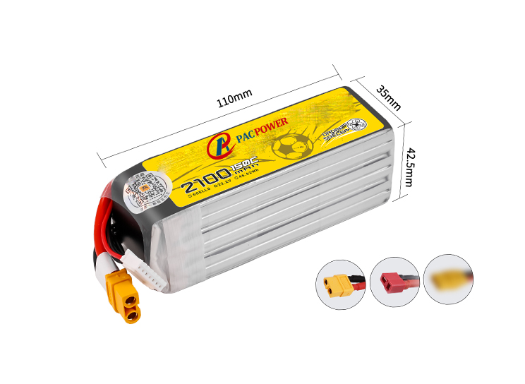 22.2V 2100mAh 150C high discharge lipo lithium battery pack for drone football
