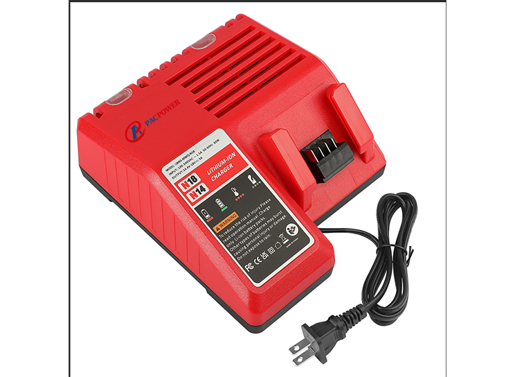 14.4-18Vdc 3A Power tool battery chargers 65W compatible with Milwaukee M18 tools 110V 220V AC input